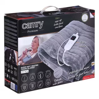 Adler CAMRY CR 7434 Electric Underblanket - Soft Fleece, 3 Heat Settings, 150x80 cm, White/Grey