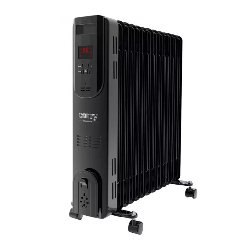 Adler Camry CR 7814 Oil-Filled Radiator with Remote Control, 2500 W, 3 Power Levels, 11 Fins, Digital Thermostat, 24-Hour Timer, LED Display, Overheat & Tip-over Protection, Black
