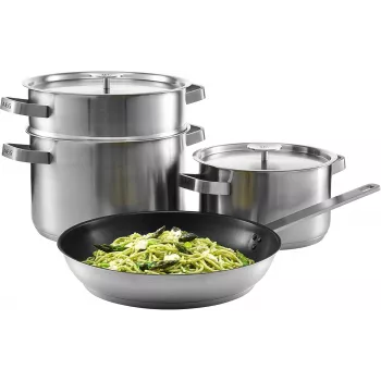 AEG A4SS Stainless Steel Cooking Pot with Glass Lid, 3.5L