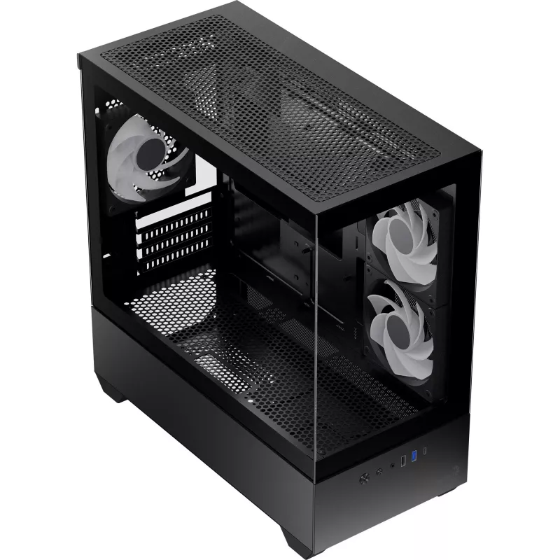 AEROCOOL P300D G-BK-v1 Mini Tower ATX Case, Black, Tempered Glass
