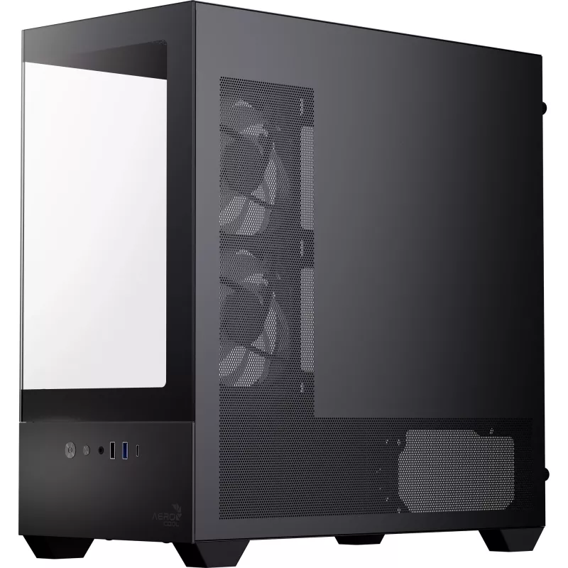AEROCOOL P300D G-BK-v1 Mini Tower ATX Case, Black, Tempered Glass