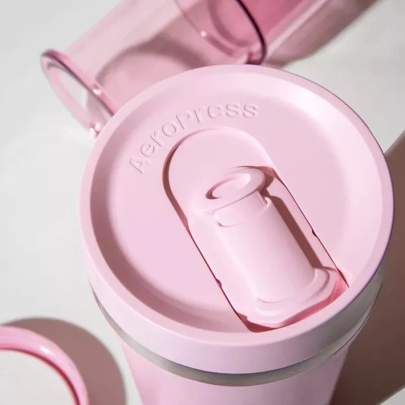 AeroPress Go Plus Coffee Maker with Pink Thermal Mug 475 ml