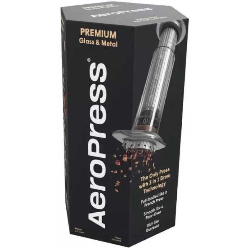 AeroPress Premium Coffee Maker with 350 Filters, Manual Espresso & Cold Brew, BPA-Free, Dark Grey