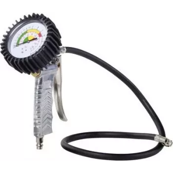 Aerotec Analogue Tyre Inflator with Gauge, 10 bar / 145 PSI, Rubber-Protected Manometer, 40 cm Hose, Quick Coupling 2005759