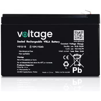 AGM Battery Voltage 12V 12Ah VE12-12 (Lifespan 6-9 years)