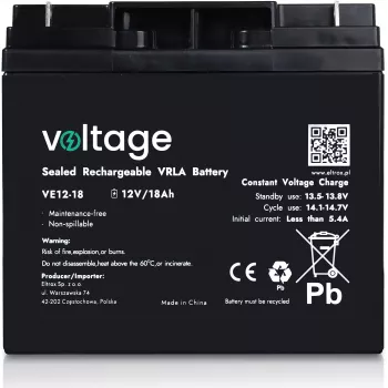 AGM Battery Voltage 12V 18Ah VE12-18 (Lifespan 6-9 years)