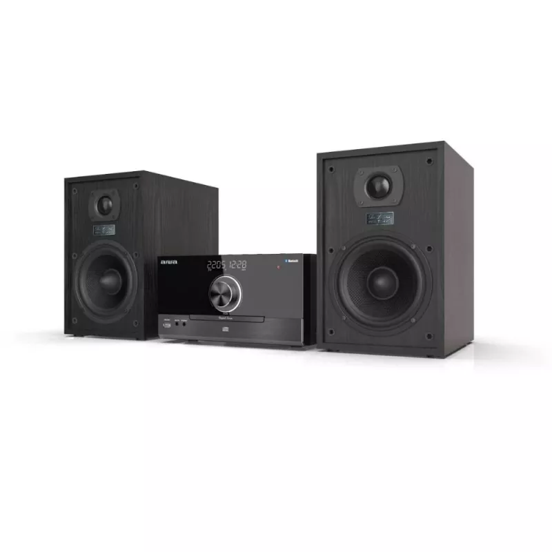 Aiwa MSBTU-600 50W Bluetooth CD Micro Hi-Fi System with FM Radio, USB, Aux-in, LED Display, Remote Control, Black