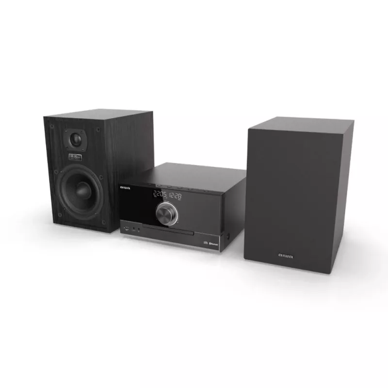 Aiwa MSBTU-600 50W Bluetooth CD Micro Hi-Fi System with FM Radio, USB, Aux-in, LED Display, Remote Control, Black