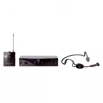 AKG WMS45 Sports Set Wireless Microphone System with C544 L Headset, UHF BD U2 Band (614-630 MHz), Bodypack Transmitter, Stationary Receiver, 30m Range