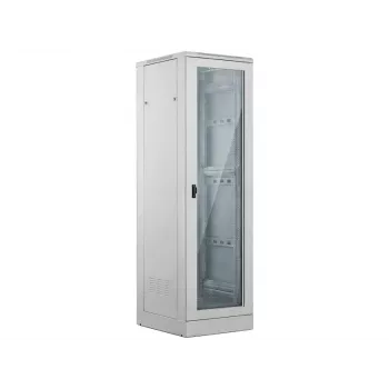ALANTEC 24U Server Rack Cabinet 600x600mm, Grey, Glass Front Door, Solid Metal Rear Door, Lockable, 4 Mounting Rails, Plinth Included, Self-Assembly