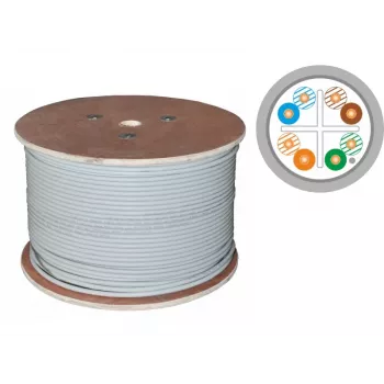ALANTEC FireHardy Cat.6 F/UTP LSOH B2ca Network Cable, 23 AWG, 450 MHz, 1 Gbps (10 Gbps up to 55m), Grey, 500m