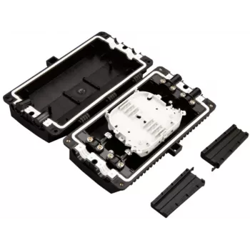 ALANTEC FOM-48K-P Flat Pass-Through Fiber Optic Splice Closure, 48 Splices, Complete with Splice Trays, Splice Protection Sleeves, Heat Shrink Cable Sealing Sleeves, Mounting Hardware