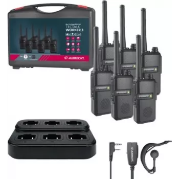 Albrecht Tectalk Worker 3 PMR446 Walkie-Talkie Set – 6 Radios with Tool Case