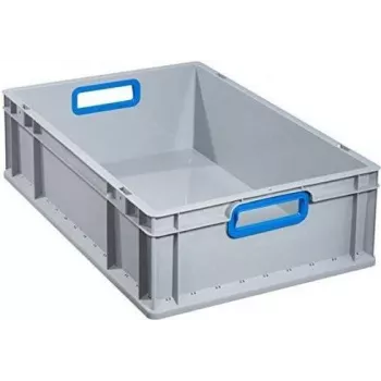 allit ProfiPlus EuroBox 632 Storage Box, 77 L, Grey/Blue, Stackable, Open Handles 456775