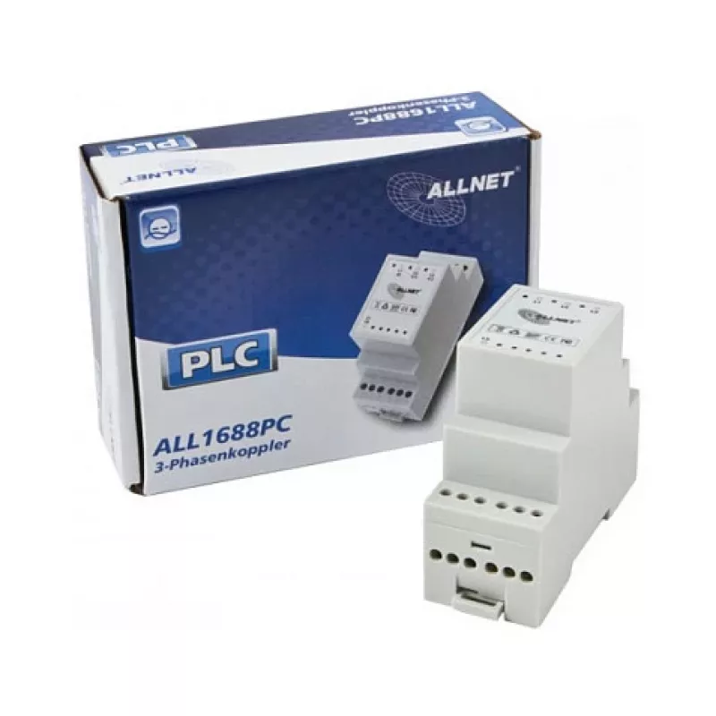 ALLNET ALL1688PC Powerline Phase Coupler, 3-Phase + Neutral, Passive, 1-70 MHz, DIN Rail