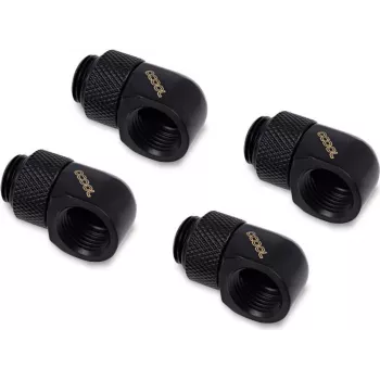 Alphacool HF G1/4 to 13mm (1/2 inch) Barb Fitting, Brass, Deep Black, 4-Pack (17615)