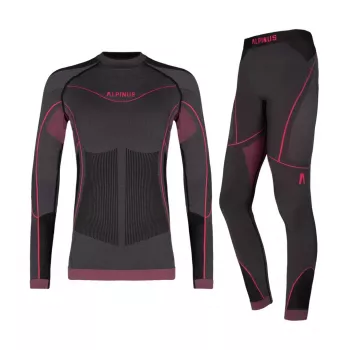 Alpinus Tactical Mora Girls' Thermoactive Underwear Set Graphite-Pink 136-152