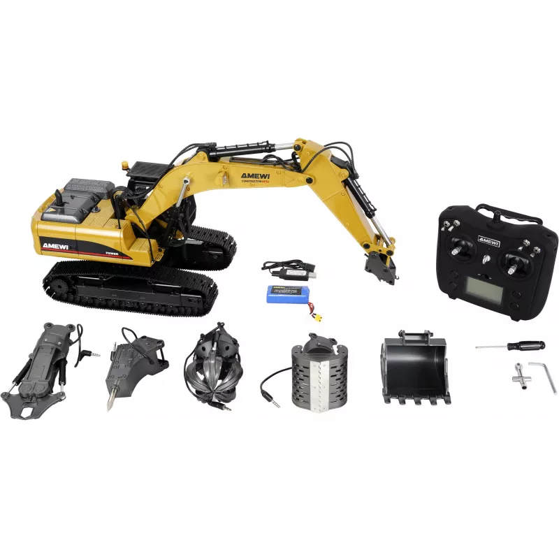 Amewi G705E Metal Excavator 1:14 RTR Yellow 14+