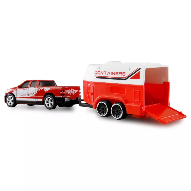 AMEWI RC Pickup Die Cast with Horse Trailer 1:64 RTR Red (22681)