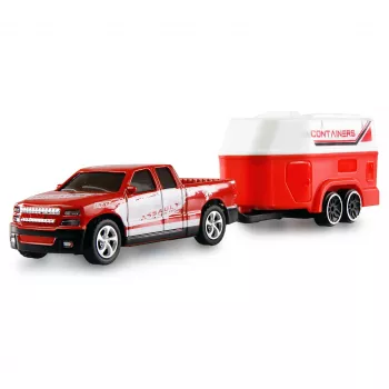 AMEWI RC Pickup Die Cast with Horse Trailer 1:64 RTR Red (22681)