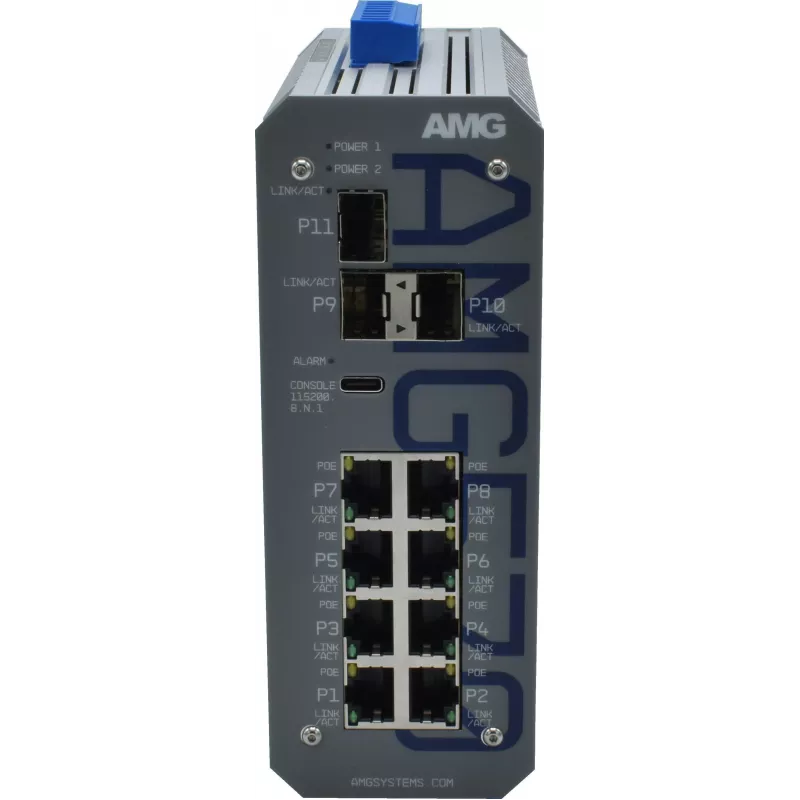 AMG Industrial Managed Switch, 8x 10/100 Mbps, DIN-Rail, Redundant Power