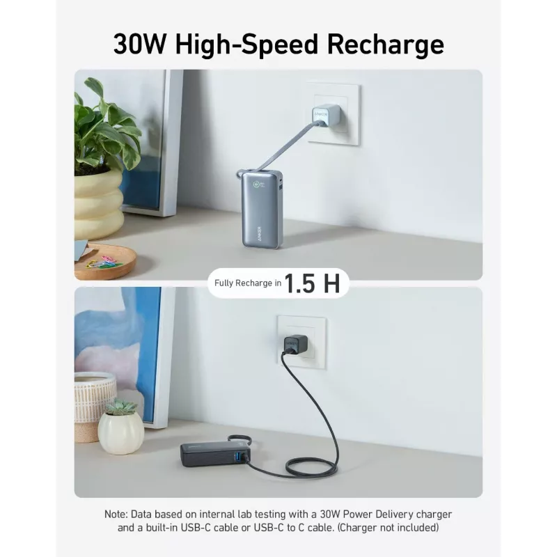 Anker Innovations Anker Nano Power Bank 10000 mAh 30 W 3 A 2 Output Ports (USB-C, USB)