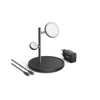 Anker MagGo B25M3312 3-in-1 Qi2 Charging Station, 15 W Phone Charging, Black