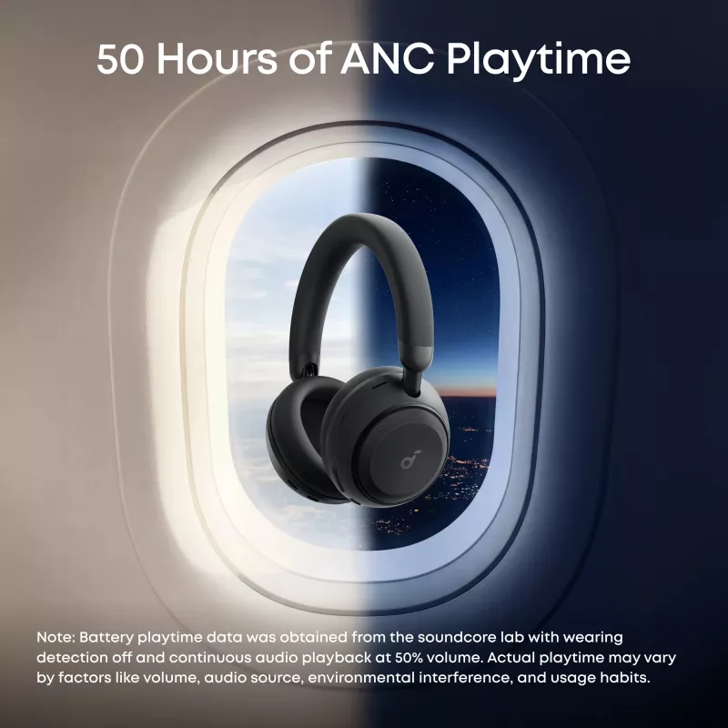 Anker Soundcore Space 2 Over-Ear Wireless Headphones with Hybrid Active Noise Cancellation, Bluetooth 5.0, 40mm Drivers, Hi-Res Audio, 40-Hour Battery, Built-in Mic, Jet Black