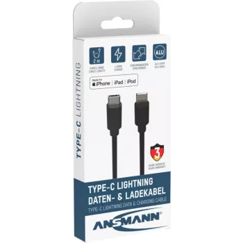 ANSMANN 1700-0107 Lightning to USB-A Cable 2 m Black MFi Certified