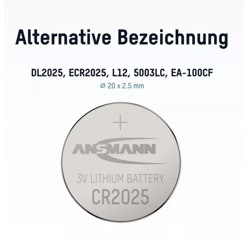 ANSMANN CR2025 Lithium Button Cell Battery, 3V, 160mAh, 1-Pack Blister