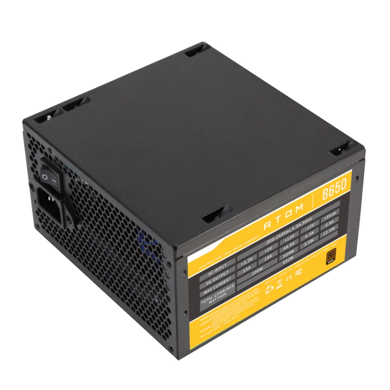 Antec Atom B650 Non-Modular Power Supply - 650W, 80 PLUS Bronze, ATX, 120mm Fan