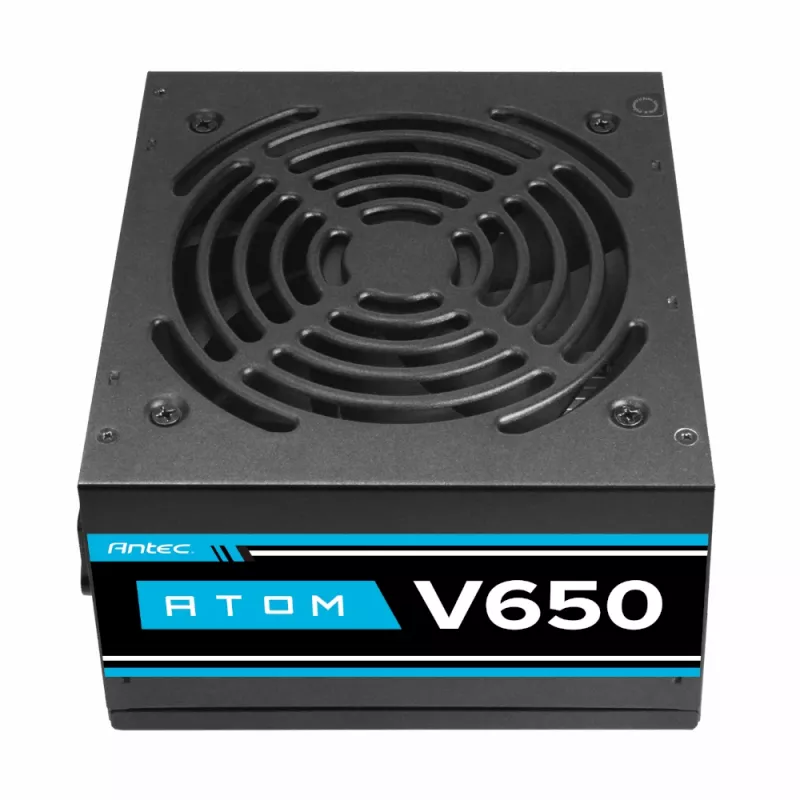 Antec Atom V650 Non-Modular Power Supply - 650W, 80 PLUS White, ATX, 120mm Silent Fan
