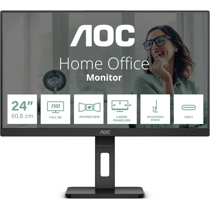 AOC 24P3CV 24 inch IPS Monitor, 1920x1080, USB-C, HDMI, DP, VESA