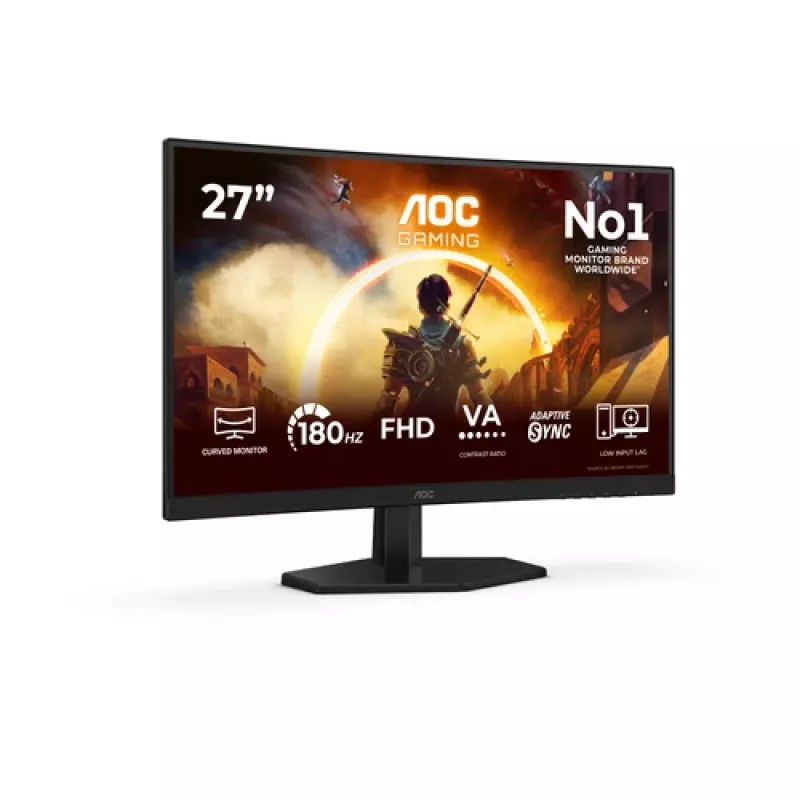 AOC C27G42FE - 68.6 cm (27 inch) Full HD Curved VA Monitor, 180Hz, 4ms, HDR10, HDMI/DisplayPort, VESA