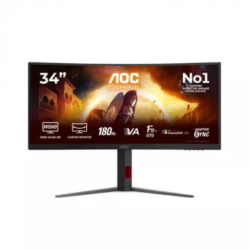 AOC CU34G4CA 34 inch Curved UWQHD VA Gaming Monitor, 180Hz, 1ms, FreeSync Premium