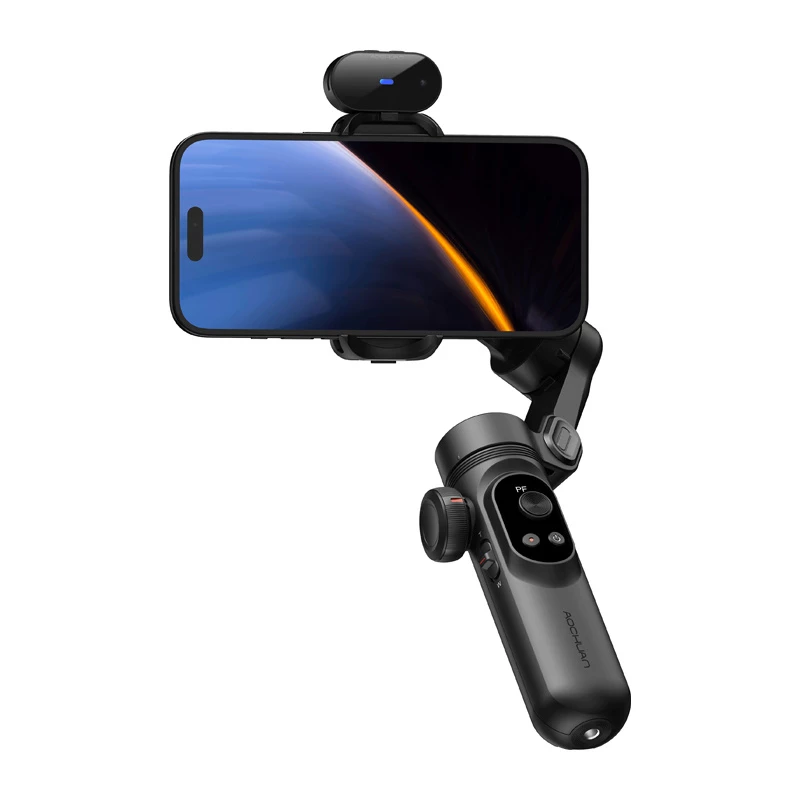 AOCHUAN Smart X Pro 3-Axis Gimbal Stabilizer with AI Tracking and Gesture Control for Smartphone, Black