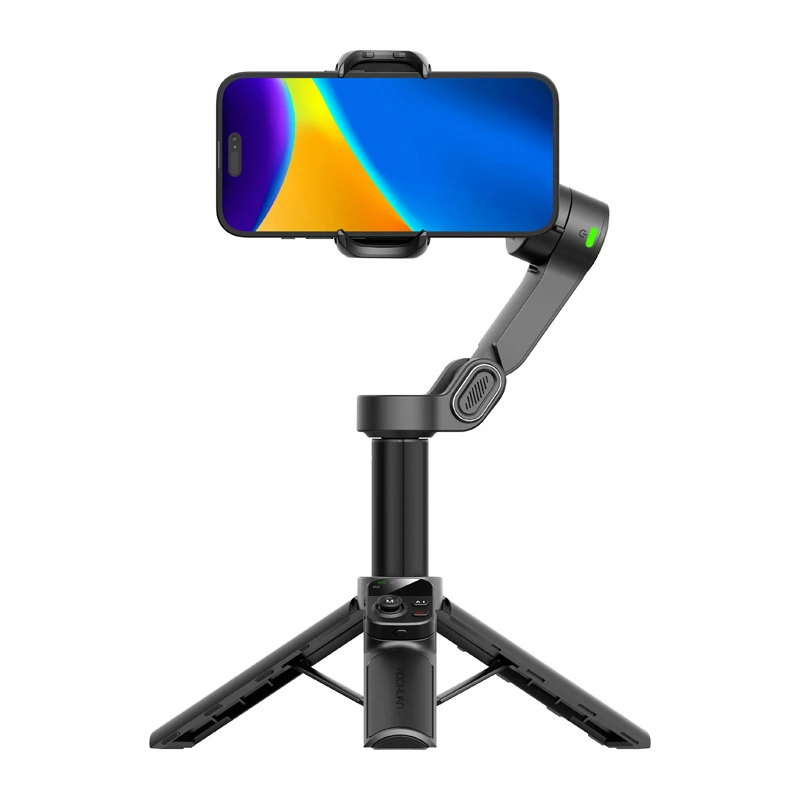 AOCHUAN Smart X3 AI Tracking Gimbal Stabilizer with LED Light and Selfie Stick for Smartphone, Black