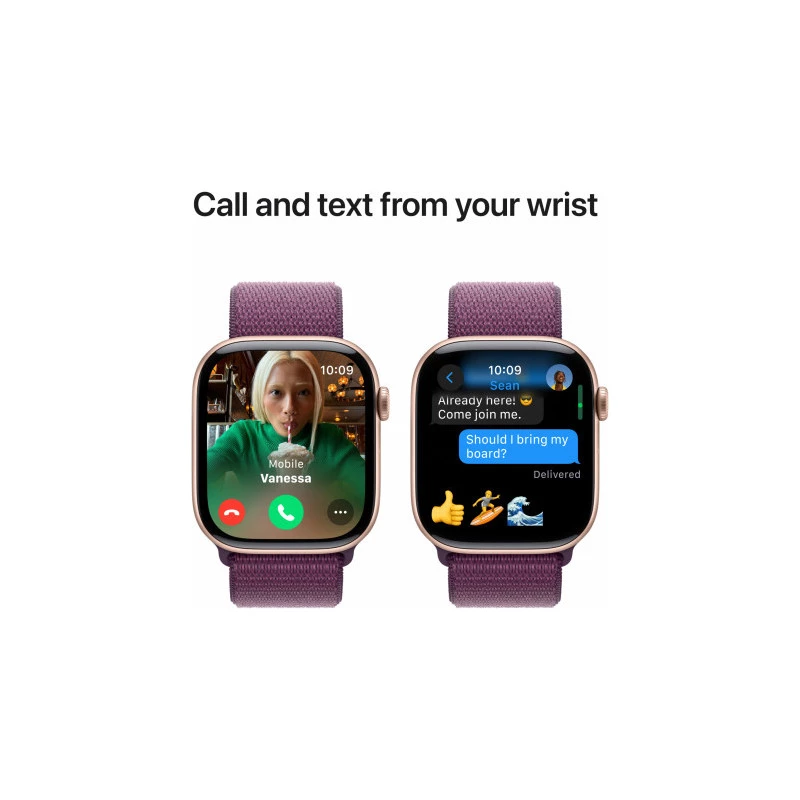 Apple Watch Series 10 GPS 46mm Rose Gold Aluminum Case with Purple Sport Loop (MWWV3QI/A)