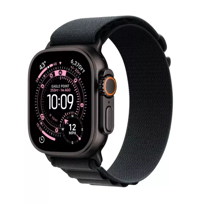 Apple Watch Ultra 3 GPS + Cellular 49mm Black Titanium Case with Black Alpine Loop - Large