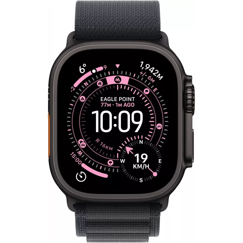 Apple Watch Ultra 3 GPS + Cellular 49mm Black Titanium Case with Black Alpine Loop - Large