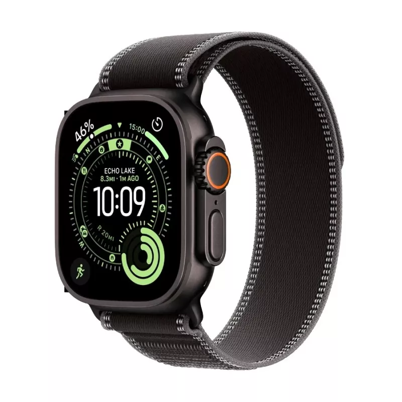 Apple Watch Ultra 3 GPS + Cellular 49mm Black Titanium Case with Black/Charcoal Trail Loop - Large