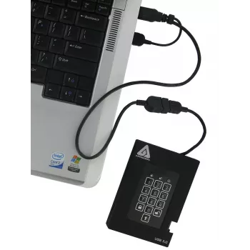 Apricorn Aegis Padlock Fortress A25-3PL256-500F 500GB FIPS 140-2 Level 2 Encrypted External Hard Drive, USB 3.2 Gen 1, AES 256-bit XTS, Black