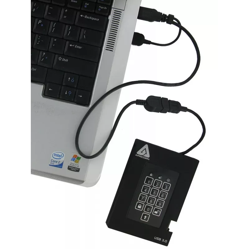 Apricorn Aegis Padlock Fortress A25-3PL256-500F 500GB FIPS 140-2 Level 2 Encrypted External Hard Drive, USB 3.2 Gen 1, AES 256-bit XTS, Black