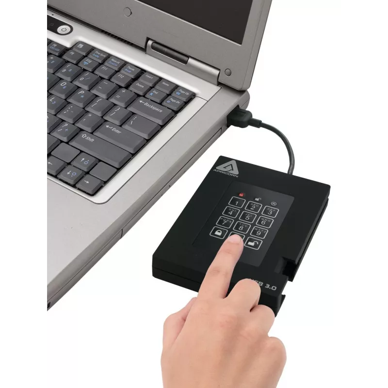 Apricorn Aegis Padlock Fortress A25-3PL256-500F 500GB FIPS 140-2 Level 2 Encrypted External Hard Drive, USB 3.2 Gen 1, AES 256-bit XTS, Black