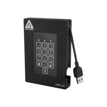 Apricorn Aegis Padlock Fortress A25-3PL256-500F 500GB FIPS 140-2 Level 2 Encrypted External Hard Drive, USB 3.2 Gen 1, AES 256-bit XTS, Black