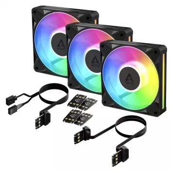 Arctic BioniX P12 A-RGB 120mm PWM Case Fan (3-Pack) – Addressable RGB, 450-3000 RPM, 129 m³/h, Black