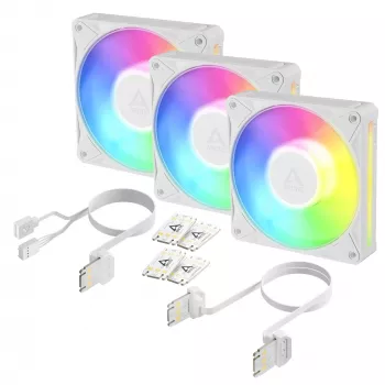 Arctic BioniX P12 A-RGB White 3-Pack – 120mm PWM Case Fan with Addressable RGB and Daisy Chain, 450-3000 RPM