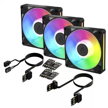 Arctic BioniX P14 A-RGB 140mm PWM Fan 3-Pack - Black - Addressable RGB, 2500 RPM, 186 m³/h