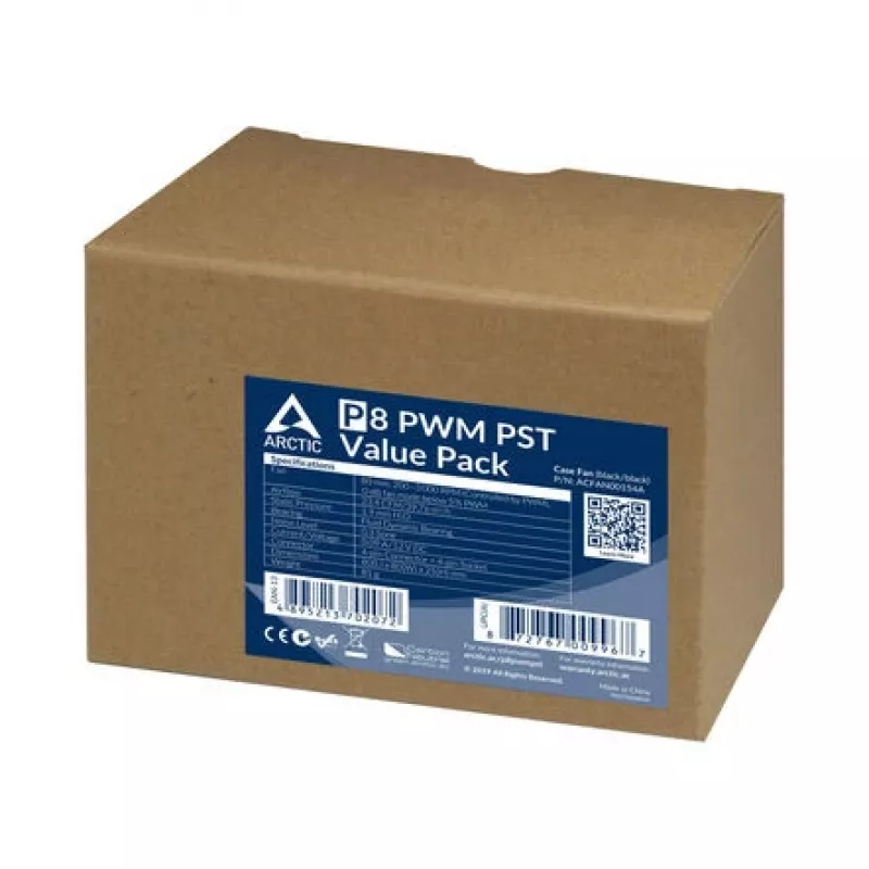 ARCTIC P8 PWM PST 80 mm Fan 5-Pack - Black/White