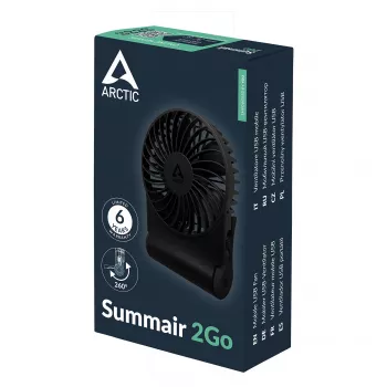 Arctic Summair 2Go Rechargeable Battery Desk Fan - 10 cm (Black)